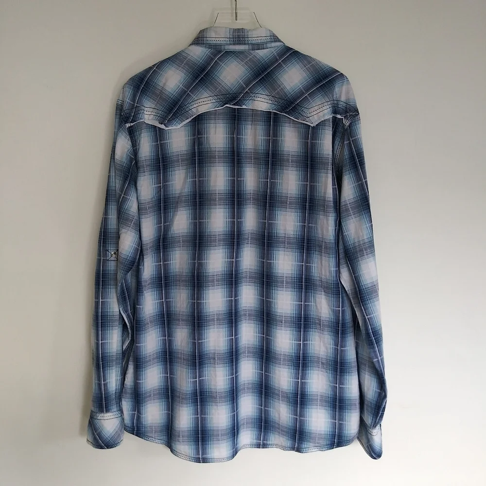 Various Artists | Blue Plaid Western Shirt Sz XL